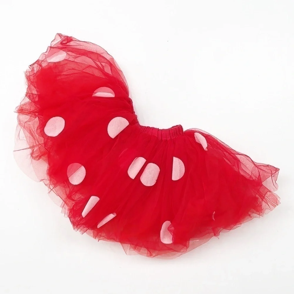Red/white polkadot print with gold bow baby girl tutu